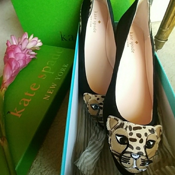 NIB Kate Spade Fur & Suede Leopard Kitty Flats - Picture 3 of 8